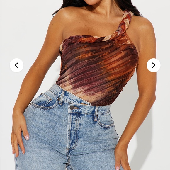 🤎New without tag🤎 Fashion Nova Brown Textured Bodysuit - Picture 3 of 9